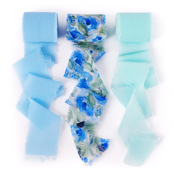 

PandaHall 3 Rolls 3 Styles Polyester Printed Ribbons, Raw Edged Ribbons, Costume Accessories, Mixed Color, 1-5/8~1-3/4 inch(40~46mm), about..., Multicolor