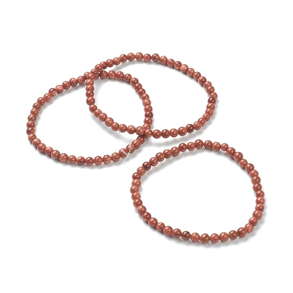 

PandaHall Synthetic Goldstone Beaded Stretch Bracelets, Round, Beads: 4~5mm, Inner Diameter: 2-1/4 inch(5.65cm) Goldstone