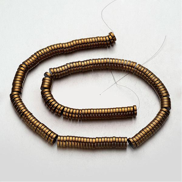 

PandaHall Electroplate Non-magnetic Synthetic Hematite Beads Strands, Heishi Beads, Disc/Flat Round, Golden Plated, 8x2mm, Hole: 1mm, about...