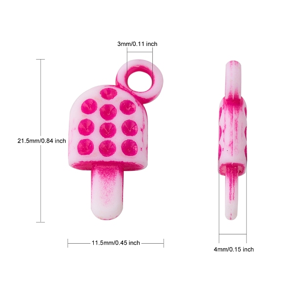 

PandaHall Opaque Acrylic Pendants, Craft Style, Ice Cream Sticks, Mixed Color, 21.5x11.5x4mm, Hole: 3mm Acrylic Food Multicolor