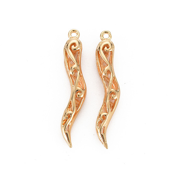 

PandaHall Brass Pendants, Nickel Free, Hollow, Horn of Plenty/Italian Horn Cornicello Charms, Real 18K Gold Plated, 28.5x5.5x4mm, Hole: 1mm...