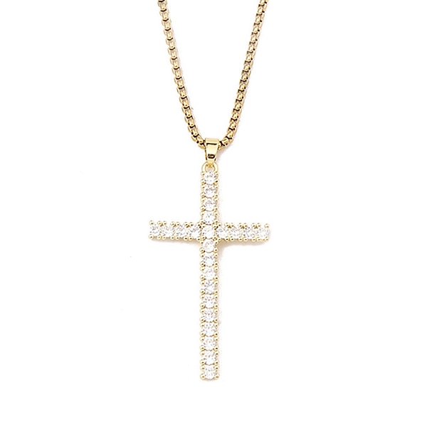 

PandaHall Brass Micro Pave Clear Zirconia Cross Pendant Necklaces, 201 Stainless Steel Chains Necklaces, Stainless Steel Color, 23.82 inch...