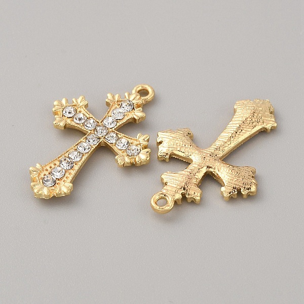 

PandaHall Alloy Rhinestone Pendants, Cross Charms, Light Gold, 28.5x19x2mm, Hole: 1.5mm Alloy+Rhinestone Cross Clear