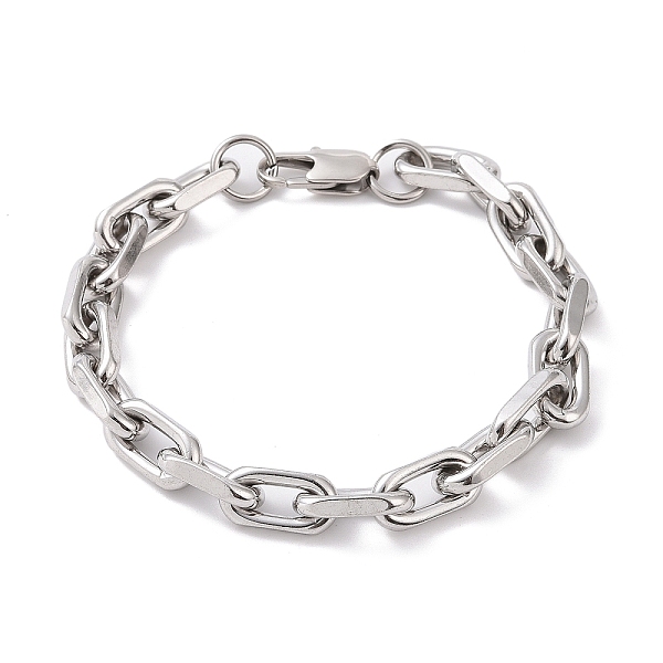 

PandaHall 201 Stainless Steel Oval Link Chain Bracelets for Men, Stainless Steel Color, 8-5/8 inch(22cm), Wide: 8mm 201 Stainless Steel