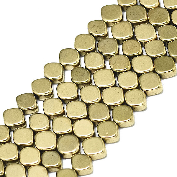 

PandaHall Electroplate Non-magnetic Synthetic Hematite Beads Strands, Rhombus, Real 18K Gold Plated, 5x6x2.5mm, Hole: 0.9mm, about...