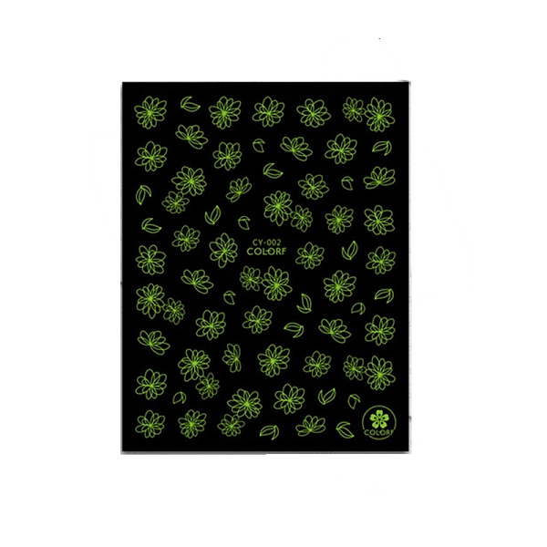 

PandaHall Noctilucent Nail Art Stickers, 3D Nail Decals, Self Adhesive, for Nail Tips Decorations, Flower Pattern, 103x80mm, Package Size..., Black