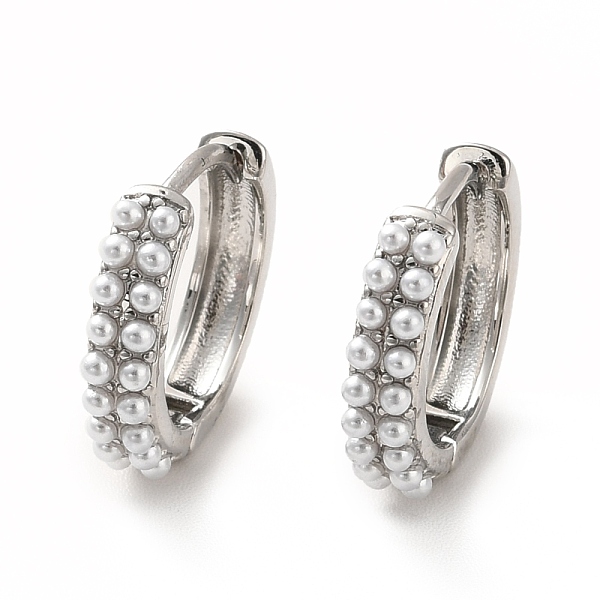 

PandaHall Acrylic Pearl Beaded Hoop Earrings, Long-Lasting Plated Brass Hinged Earrings for Women, Cadmium Free & Lead Free, Real Platinum...