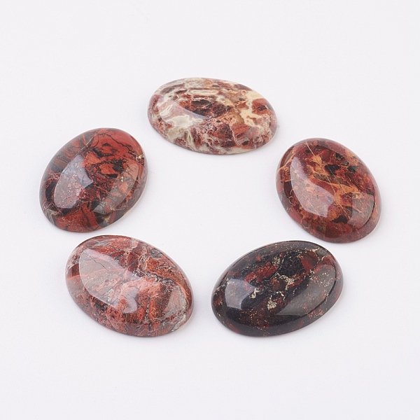 

PandaHall Natural Brecciated Jasper Flat Back Cabochons, Oval, 25x18x7~7.5mm Brecciated Jasper Oval