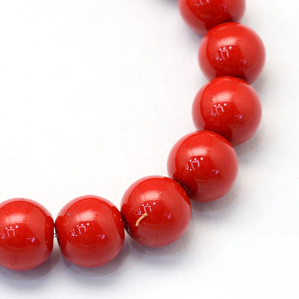 

PandaHall Baking Painted Pearlized Glass Pearl Round Bead Strands, Red, 12mm, Hole: 1.5mm, about 70pcs/strand, 31.4 inch Glass Round Red