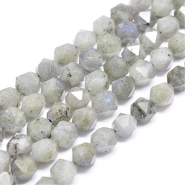 PandaHall Natural Labradorite Beads Strands, Star Cut Round Beads, Faceted, 9x10mm, Hole: 1.5mm, about 40pcs/strand, 15.15 inch~15.35 inch...