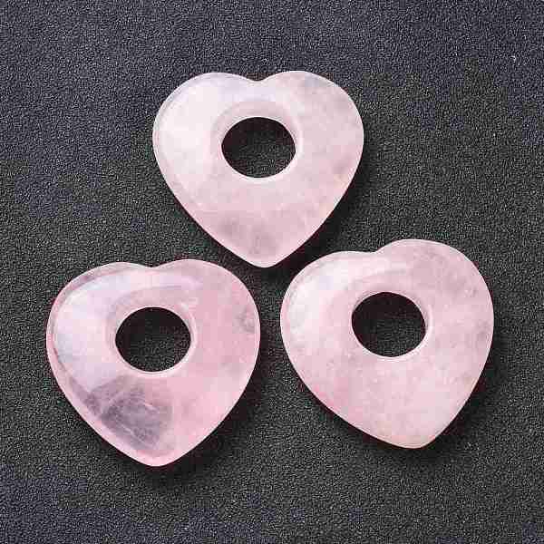 

PandaHall Natural Rose Quartz Pendants, Heart, 39.5~41.5x40~41.5x7.5~8.5mm, Hole: 12~14.5mm Rose Quartz Heart
