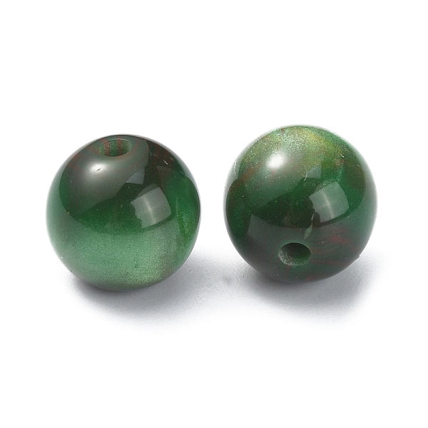 

PandaHall Two Tone Opaque Resin Beads, Round, Green, 9.5~10mm, Hole: 2mm Resin Round Green