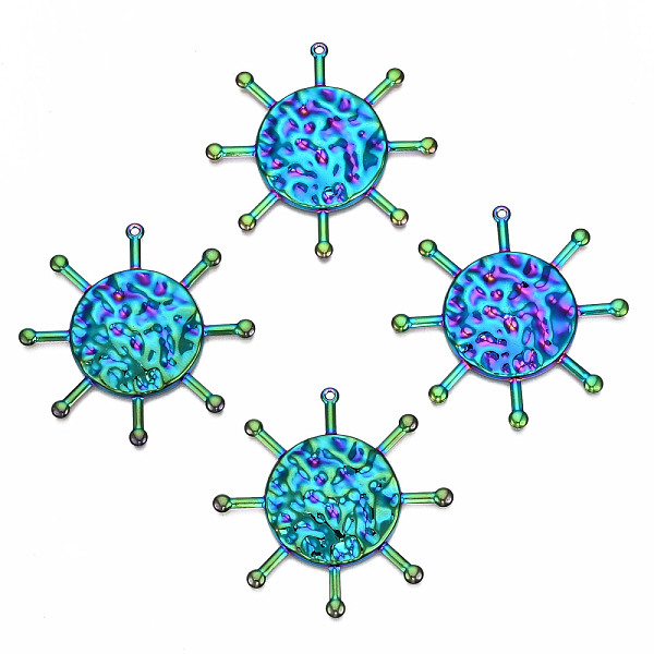 

PandaHall Eco-Friendly Rainbow Color Iron Pendants, Cadmium Free & Lead Free, Flat Round, 44.5x44.5x3mm, Hole: 1.5mm Iron Flat Round