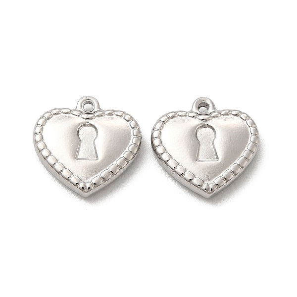 

PandaHall 201 Stainless Steel Charms, Heart Lock Charm, Stainless Steel Color, 14.5x15x3mm, Hole: 1.5mm 201 Stainless Steel Heart