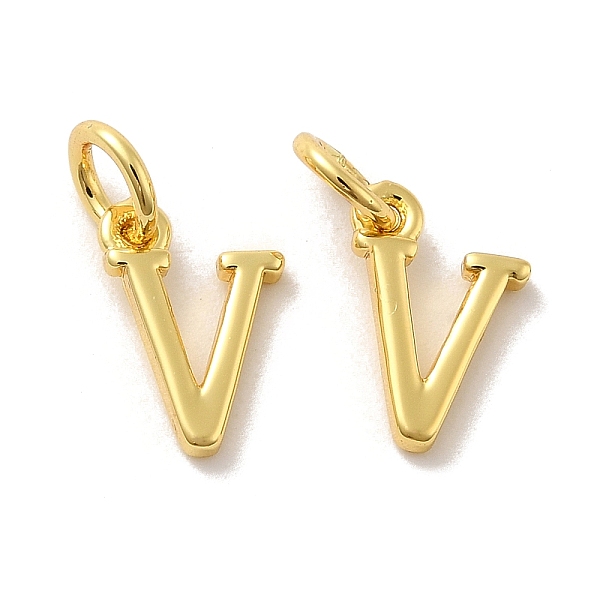 

PandaHall Brass Pendants, with Jump Ring, Letter V, 10.5x7x1.5mm, Ring: 5x1mm, inner diameter: 3mm Brass Letter V