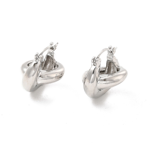 

PandaHall Brass Interlocking Rings Kont Hoop Earrings for Women, Platinum, 20.5x21.5x18.5mm, Pin: 0.6~1x0.5mm Brass Ring