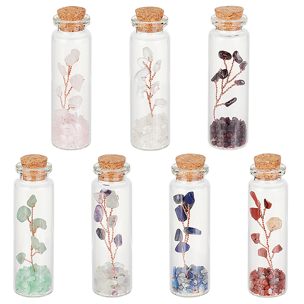 

PandaHall Olycraft 7Pcs 7 Style Natural Jade & Garnet & Lapis Lazuli & Quartz Crystal & Green Aventurine & Rose Quartz & Fluorite Chips...