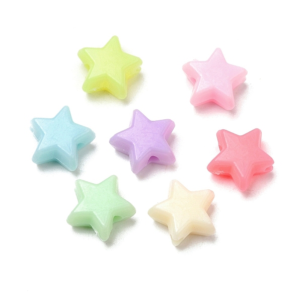 

PandaHall Opaque Acrylic Beads, Star, Mixed Color, 9x10x5mm, Hole: 1.8mm, about 2941pcs/500g Acrylic Star Multicolor