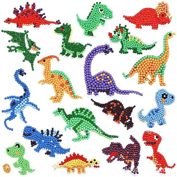 

PandaHall Dinosaur Theme DIY Diamond Painting Stickers Kits, including Stickers, Resin Rhinestone, Diamond Sticky Pen, Tray Plate and Glue..., Multicolor