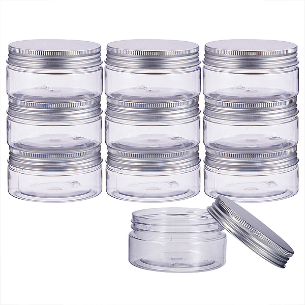 PandaHall BENECREAT 10 Pack 2.8oz/80ml Column Plastic Clear Storage Containers Jars Organizers with Aluminum Screw-on Lids, Portable for...