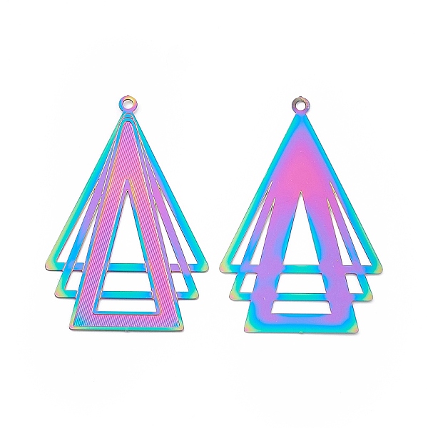 

PandaHall 304 Stainless Steel Pendants, Etched Metal Embellishments, Triangle Charm, Rainbow Color, 42.5x27x0.3mm, Hole: 1.6mm 304 Stainless...