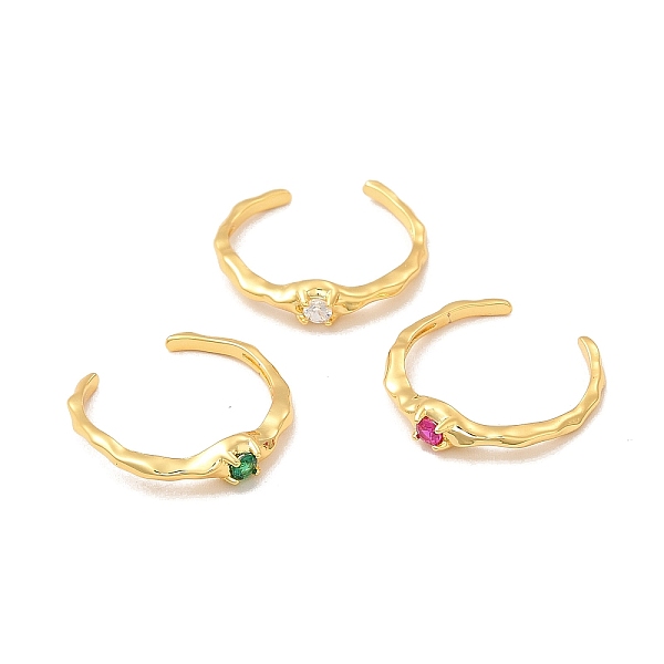 

PandaHall Cubic Zirconia Diamond Open Cuff Ring, Real 18K Gold Plated Brass Jewelry for Women, Lead Free & Cadmium Free, Mixed Color, US..., Multicolor