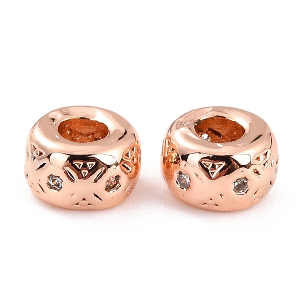 

PandaHall Brass Micro Pave Clear Cubic Zirconia Beads, Long-Lasting Plated, Cadmium Free & Lead Free, Rondelle, Real Rose Gold Plated, 6x3mm...
