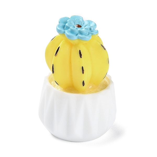 PandaHall Resin Simulation Potted Cactus, for Car or Home Office Desktop Ornaments, Yellow, 23x34mm Resin Cactus Yellow