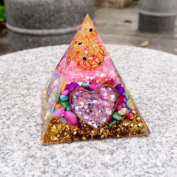 

PandaHall Resin Display Decoration, for Home Decoration, Colorful, 60x60x60mm Resin Pyramid