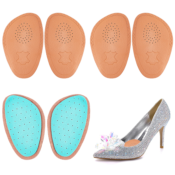 

PandaHall GORGECRAFT 3 Pairs Genuine Leather Metatarsal Pads Shoe Insoles Provide Soft Cushioning Reusable Foot Cushions Forefoot Pads..., Green