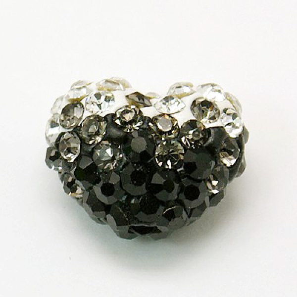 

PandaHall Polymer Clay Rhinestone Beads, Grade A, Half Drilled, Heart, Black, 20x16x12mm, Hole: 1.5mm Polymer Clay+Glass Rhinestone Heart...