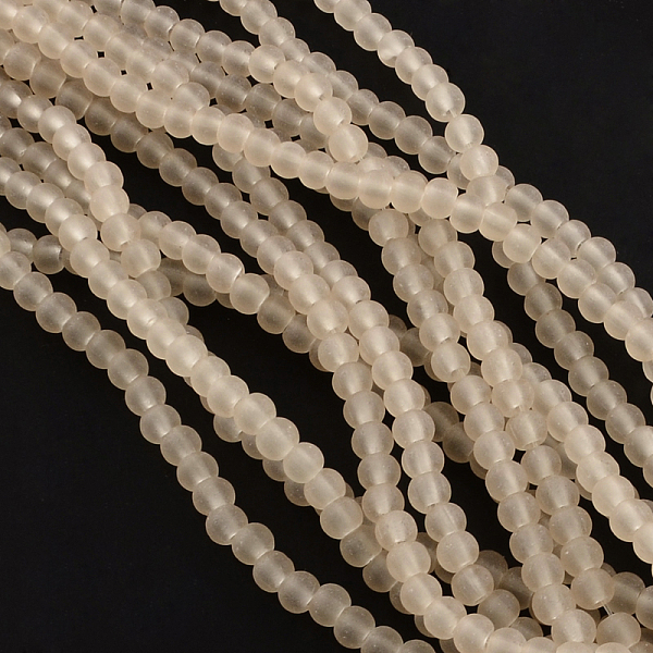 

PandaHall Transparent Glass Bead Strands, Frosted, Round, Camel, 8mm, Hole: 1~1.6mm, about 99pcs/strand, 31.4 inch Glass Round Brown