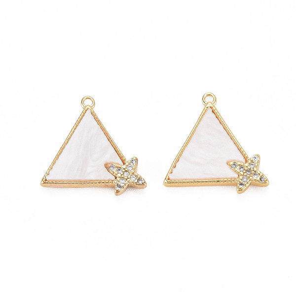 

PandaHall Shell Pendants, with Cubic Zirconia, Nickel Free, Triangle, Real 18K Gold Plated, 15x15x2mm, Hole: 1mm Shell Triangle