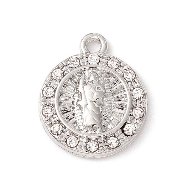 

PandaHall Alloy Micro Pave Cubic Zirconia Pendants, Flat Round with Virgin Mary, Platinum, 15x12.5x2.5mm, Hole: 1.4mm Alloy+Cubic Zirconia..., Clear