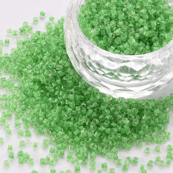 

PandaHall Glass Cylinder Beads, Seed Beads, Inside Colours, Round Hole, Lime Green, 1.5~2x1~2mm, Hole: 0.8mm, about 8000pcs/bag, about...