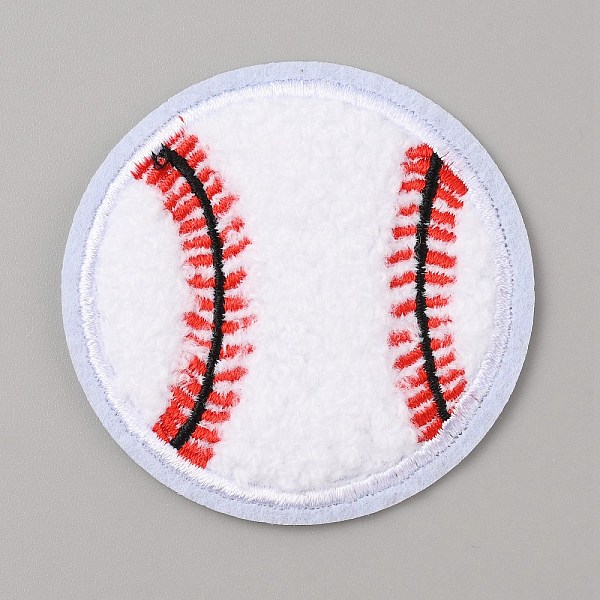 

PandaHall Sports Ball Theme Computerized Towel Fabric Embroidery Iron on Cloth Patches, Chenille Appliques, Costume Accessories, Sewing..., White