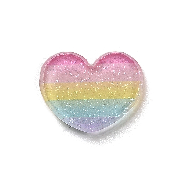 

PandaHall Rainbow Color Style Acrylic Plastic Cabochons, with Glitter Powder, Heart, 13x15.5x2mm Acrylic Heart