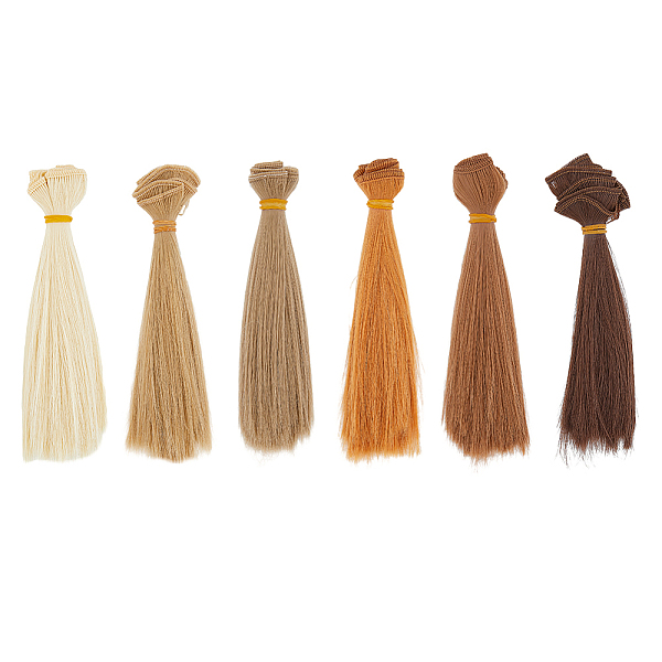 

PandaHall DICOSMETIC 6 Bundles 6 Colors New Ladies Hair Accessories, Long & Straight Magic Tape Ponytail Hair Doll Wig Hair, for DIY Girls..., Multicolor