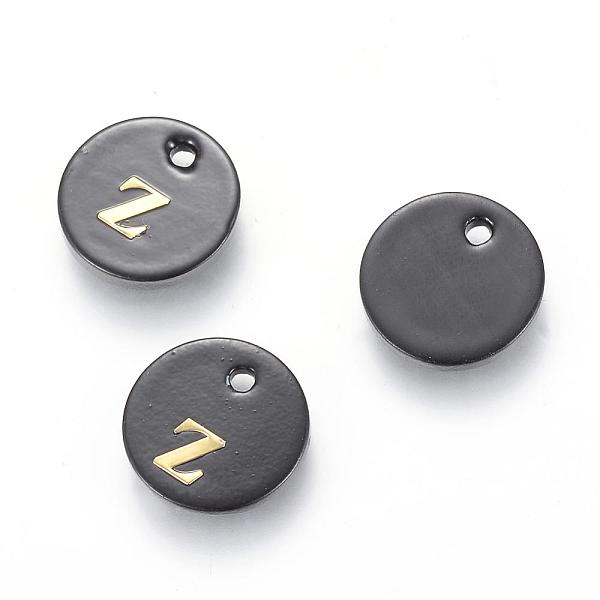 

PandaHall Freshwater Shell Charms, with Gold Blocking Letter, Dyed, Flat Round, Black, Letter.Z, 11x1.5mm, Hole: 1.5mm Freshwater Shell...