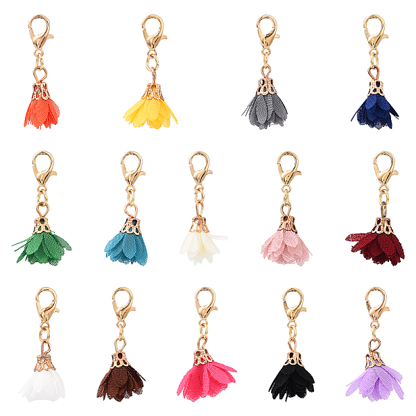 20 pendentif décoratif en forme de fleur en tissu