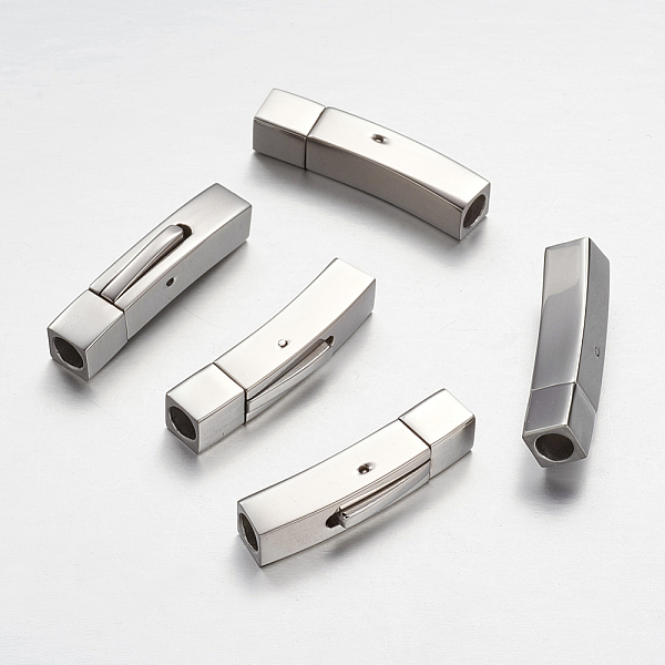 

PandaHall 304 Stainless Steel Bayonet Clasps, Cuboid, Stainless Steel Color, 28x6x7mm, Hole: 4mm 304 Stainless Steel