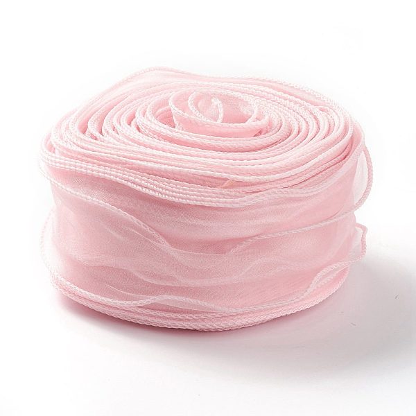 

PandaHall Organza Ribbon, Wired Sheer Chiffon Ribbon, for Package Wrapping, Hair Bow Clips Accessories Making, Pink, 2-1/8 inch(55mm), about...