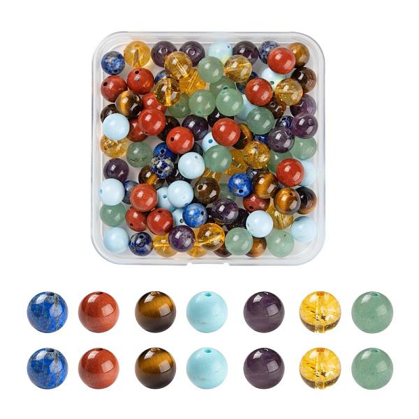 

PandaHall 100 Pcs 7 Colors Chakra Yoga Healing Stone Kits, Natural Amethyst & Lapis Lazuli & Turquoise & Green Aventurine & Tiger Eye &..., Multicolor
