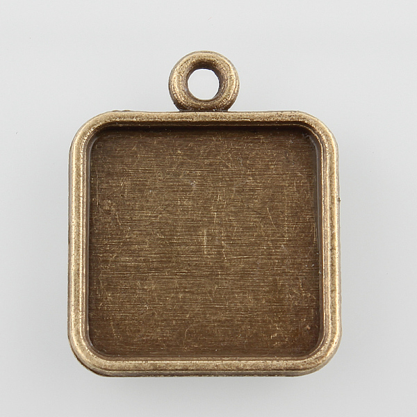 

PandaHall Square Alloy Pendant Cabochon Settings, Cadmium Free & Nickel Free & Lead Free, Antique Bronze, Tray: 15x15mm, 22x18x2mm, Hole...