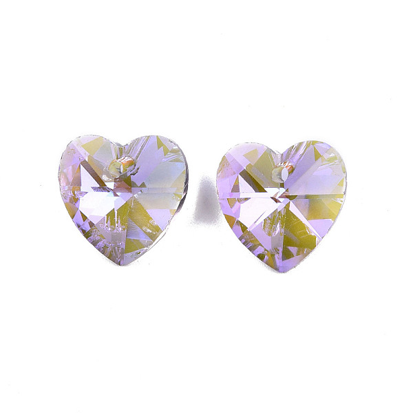 

PandaHall Electroplated Glass Charms, Faceted, Cross, Lilac, 14x14x7mm, Hole: 1.6mm Glass Heart Purple