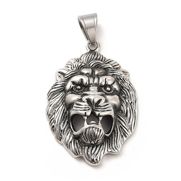 

PandaHall 304 Stainless Steel Pendants, Lion Charms, Antique Silver, 46.5x32.5x11mm, Hole: 9x6mm 304 Stainless Steel Lion