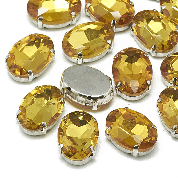 

PandaHall Sew on Rhinestone, Multi-strand Links, Glass Rhinestone, with Brass Prong Settings, Garments Accessories, Faceted, Oval, Platinum..., Yellow