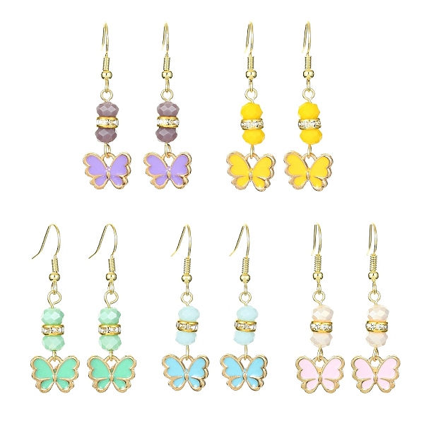 

PandaHall Alloy Enamel Butterfly Dangle Earrings, with Brass Earring Pins, Mixed Color, 44x13mm Alloy Butterfly Multicolor