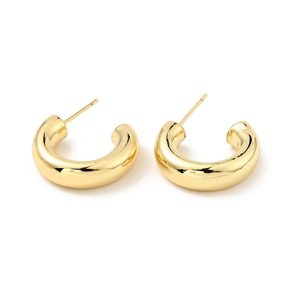 

PandaHall Brass Chunky C-shape Stud Earrings, Half Hoop Earrings for Women, Cadmium Free & Nickel Free & Lead Free, Real 18K Gold Plated...