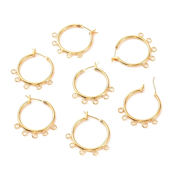 

PandaHall Brass Hoop Earring Findings with Latch Back Closure, with Horizontal Loop, Long-Lasting Plated, Ring, Real 18K Gold Plated...